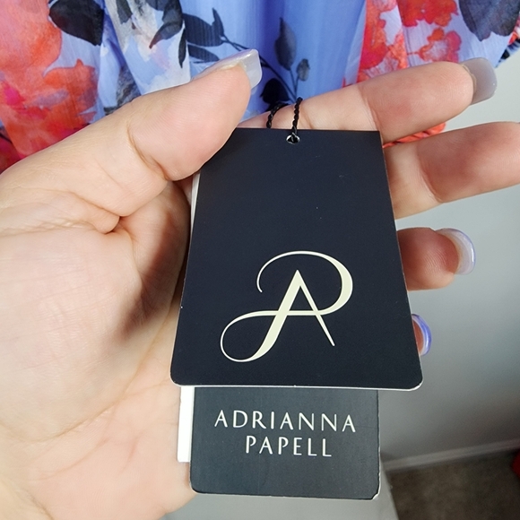 NWT Adrianna Papell Women's Coral Blossom Faux Wrap Bell Sleeve Dress Size 20W - Picture 7 of 8